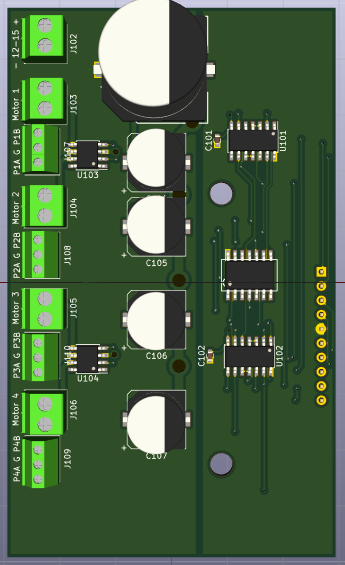 3D image of the Single Coil Turnout driver daughter board